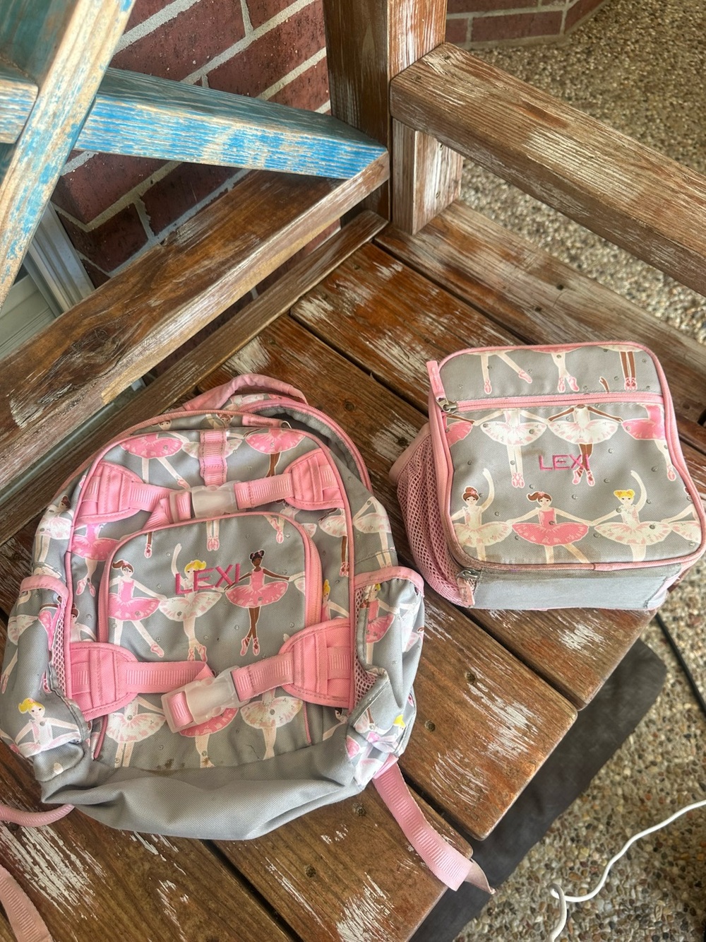 Pottery Barn Kids Pink and Gray Ballerina Backpack & Lunch Bag Set